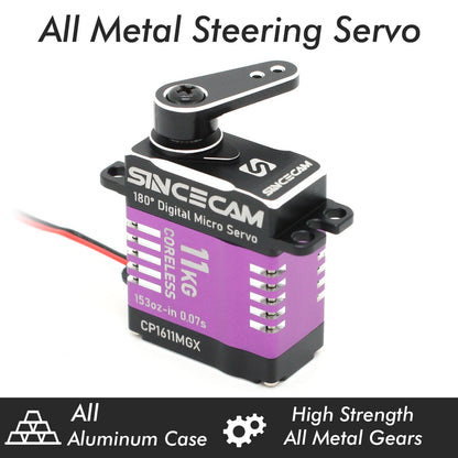 Sincecam Micro servo sin núcleo de alto par de 11 kg IP66 Servos digitales a prueba de agua Caja de aluminio con engranajes de metal Adecuado para piezas de actualización de orugas RC 1/18 1/24 (púrpura)