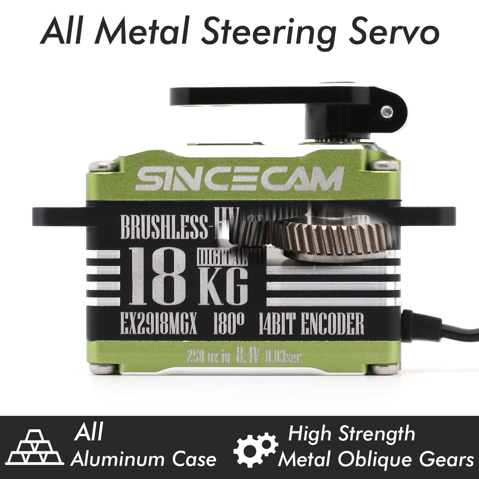 Sincecam 18kg Low Profile High Speed 0.03Sec Brushless Servos (Green)