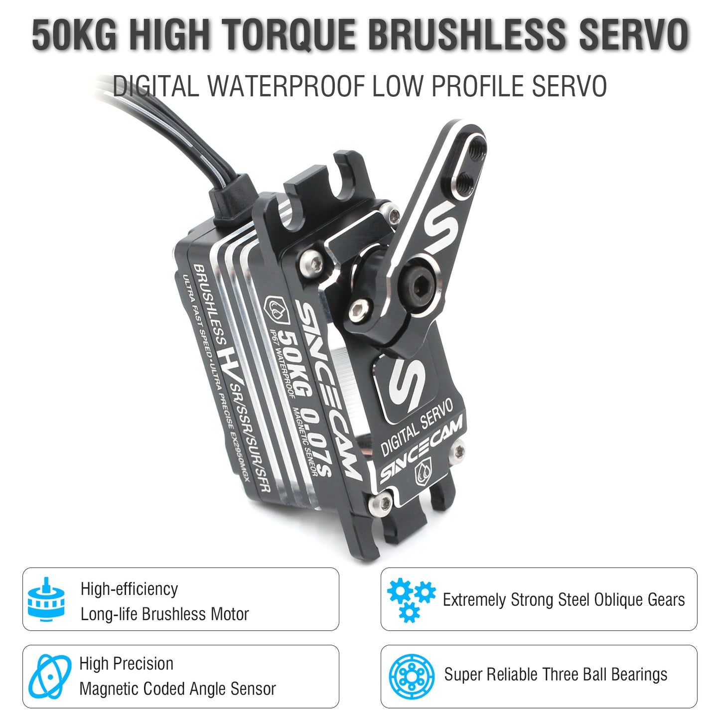 Sincecam 50kg Low Profile High Torque Brushless Servos - 2024 Version