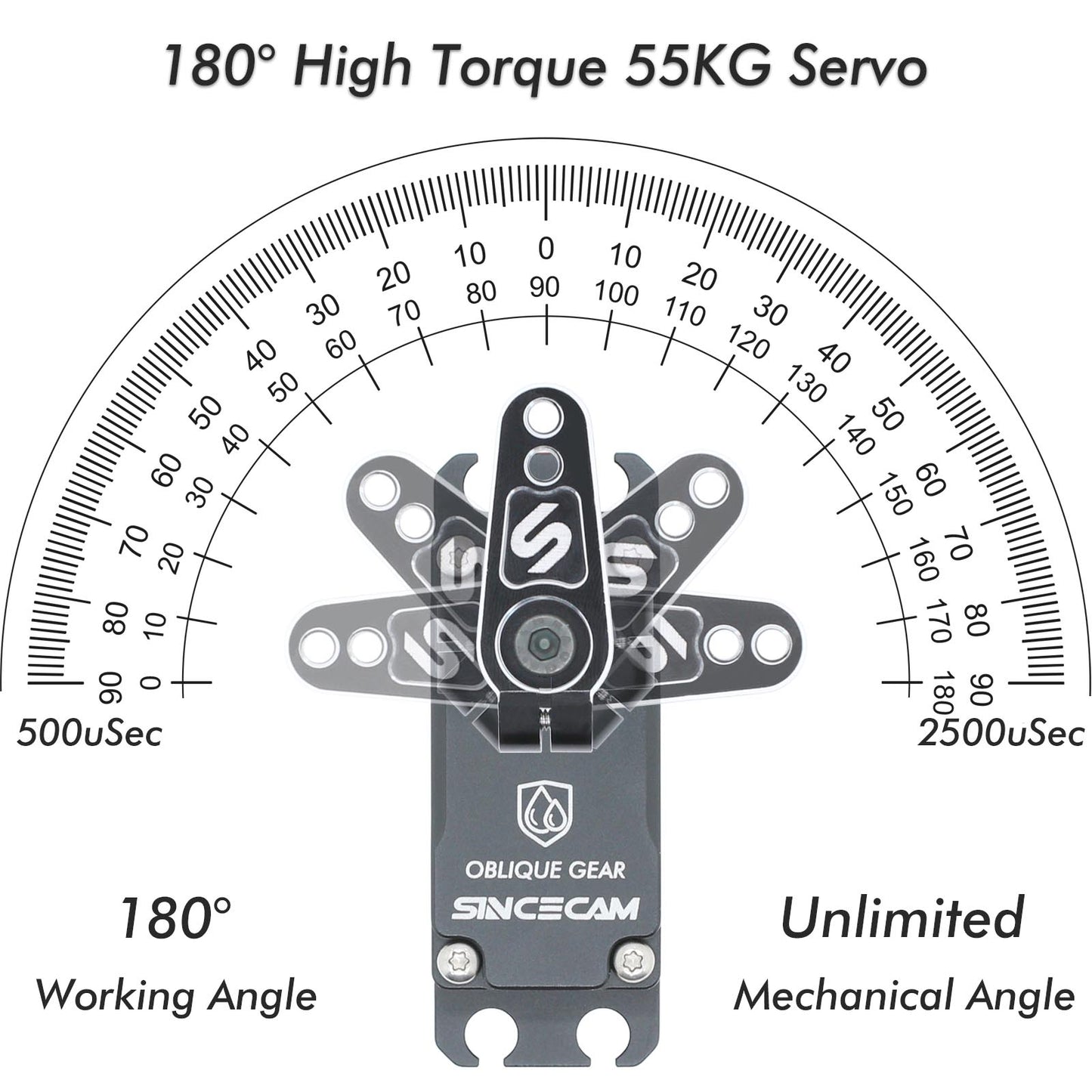 Sincecam 55KG Waterproof High Torque Servo Digital Programmable Steering Servos